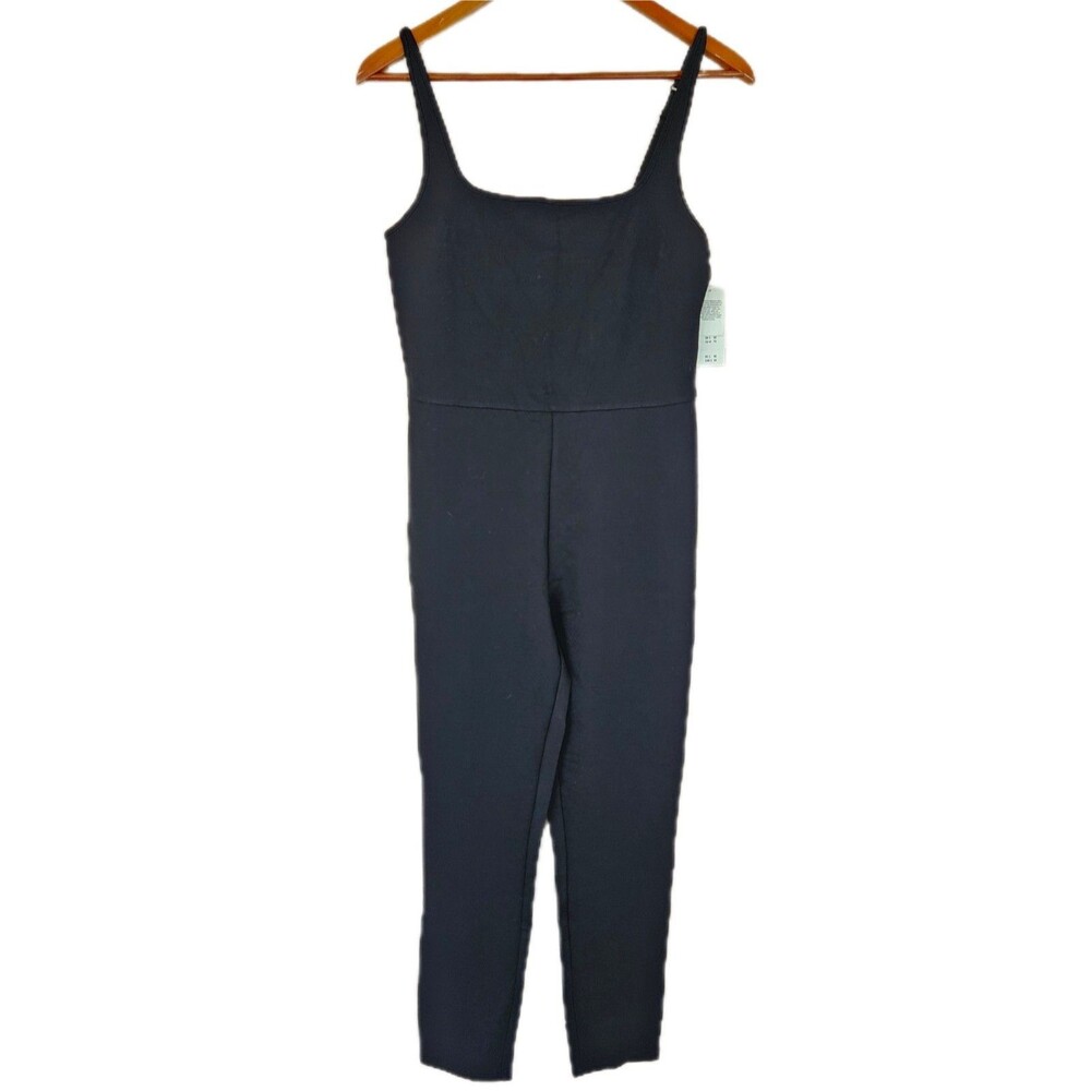 Abercrombie & Fitch Black Cropped Jumpsuit‎ Women's Medium Skinny Athleisure